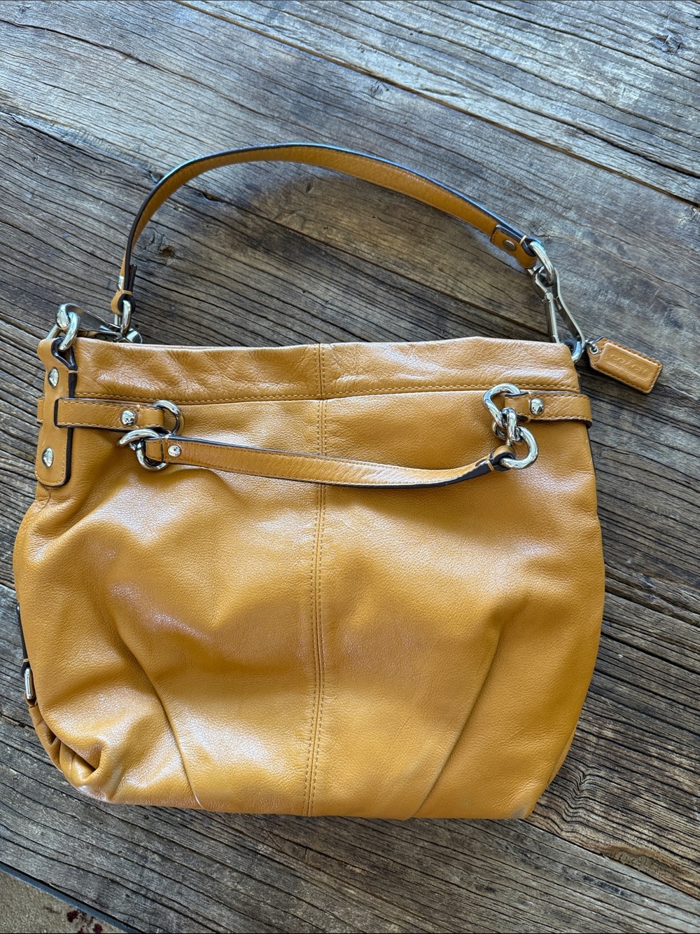 Coach Brooke  Leather Shoulder Bag with Silver Hardware